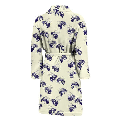 Bee Pattern Print Design 02 Men Bathrobe-JORJUNE.COM