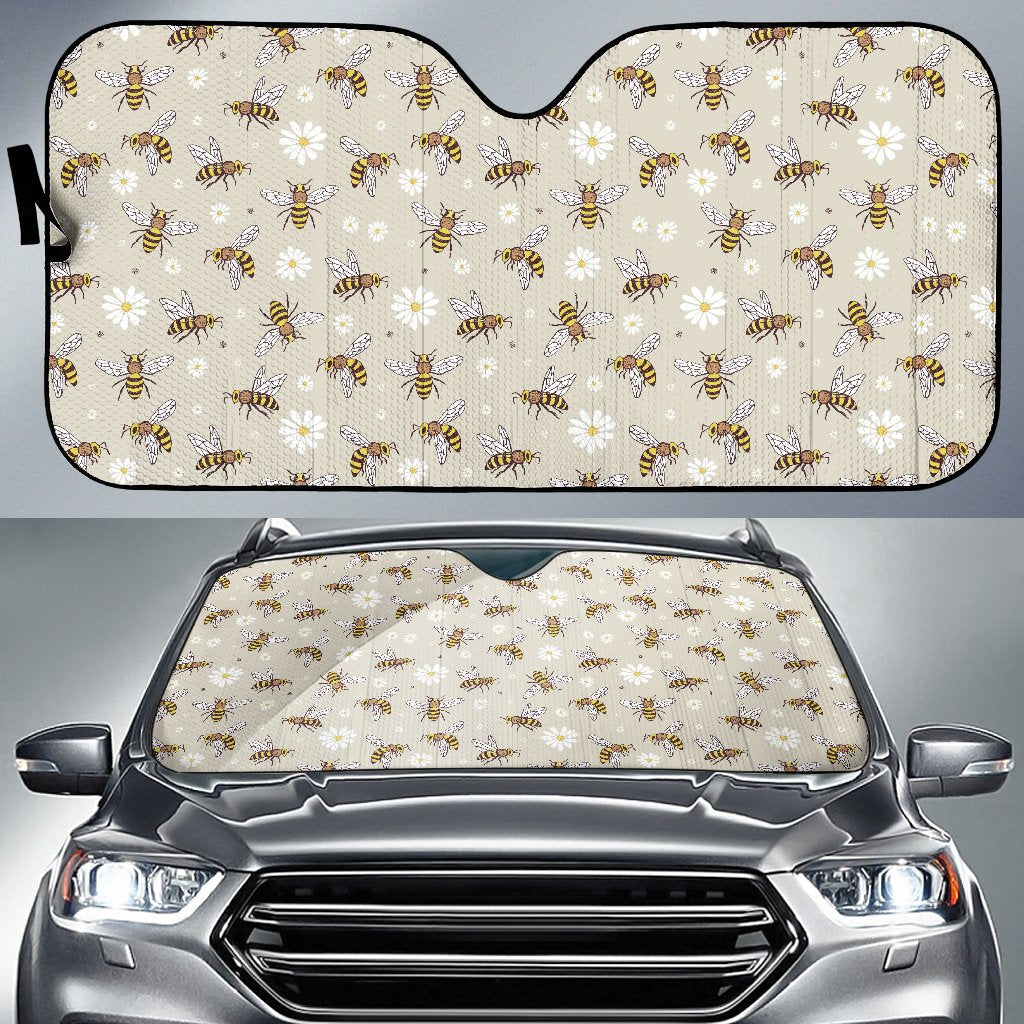 Bee Pattern Print Design 03 Car Sun Shade-JORJUNE.COM