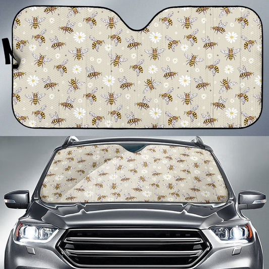 Bee Pattern Print Design 03 Car Sun Shade-JORJUNE.COM