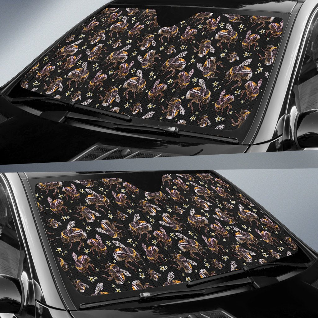 Bee Pattern Print Design 04 Car Sun Shade-JORJUNE.COM