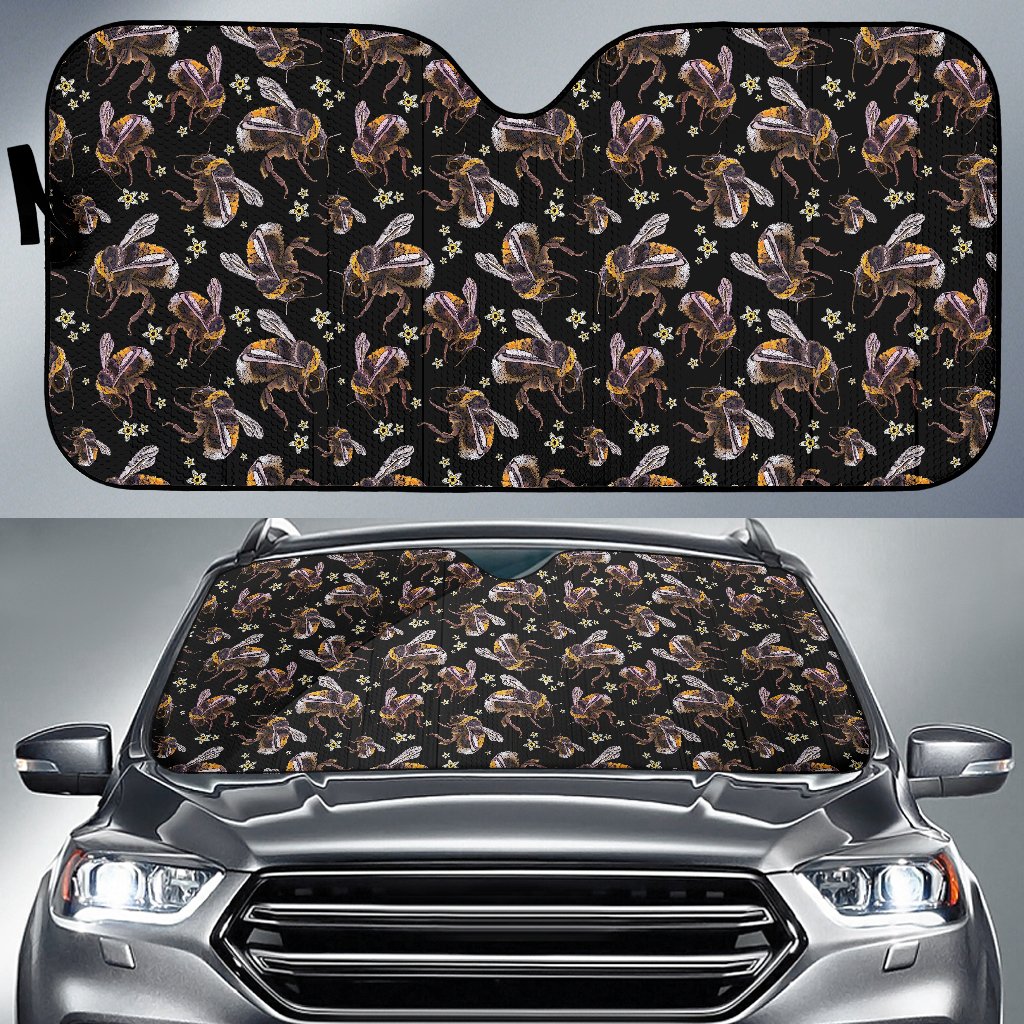 Bee Pattern Print Design 04 Car Sun Shade-JORJUNE.COM