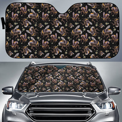 Bee Pattern Print Design 04 Car Sun Shade-JORJUNE.COM