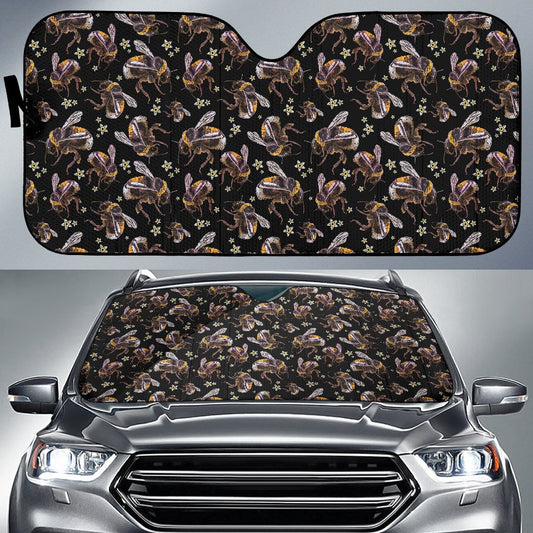 Bee Pattern Print Design 04 Car Sun Shade-JORJUNE.COM