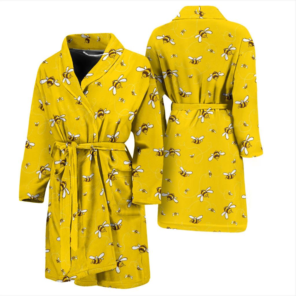Bee Pattern Print Design 05 Men Bathrobe-JORJUNE.COM
