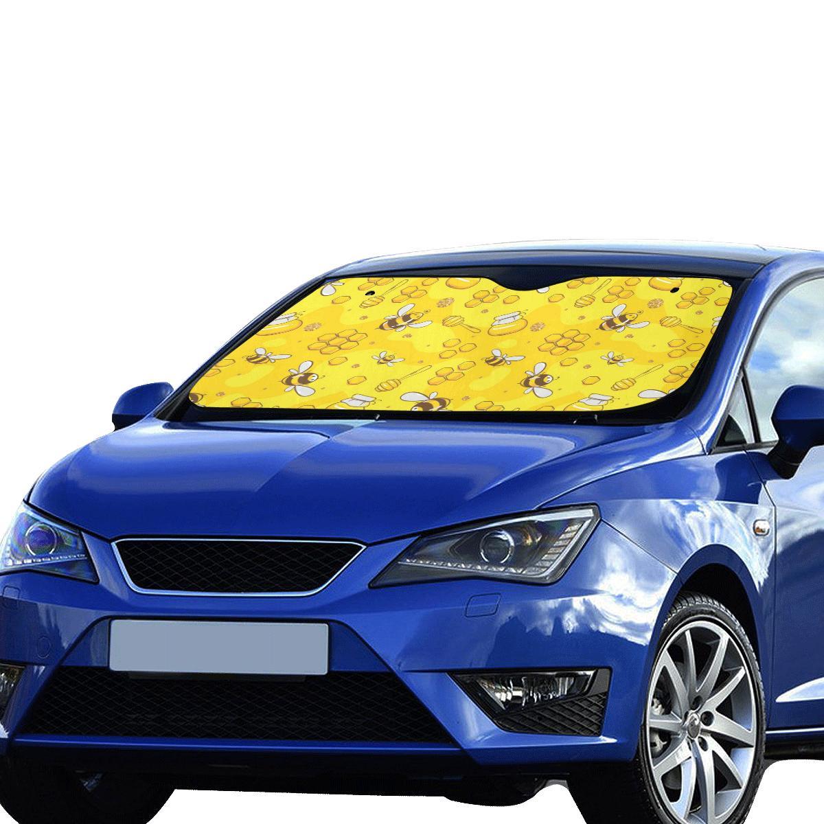 Bee Pattern Print Design BEE01 Car Sun Shade-JorJune