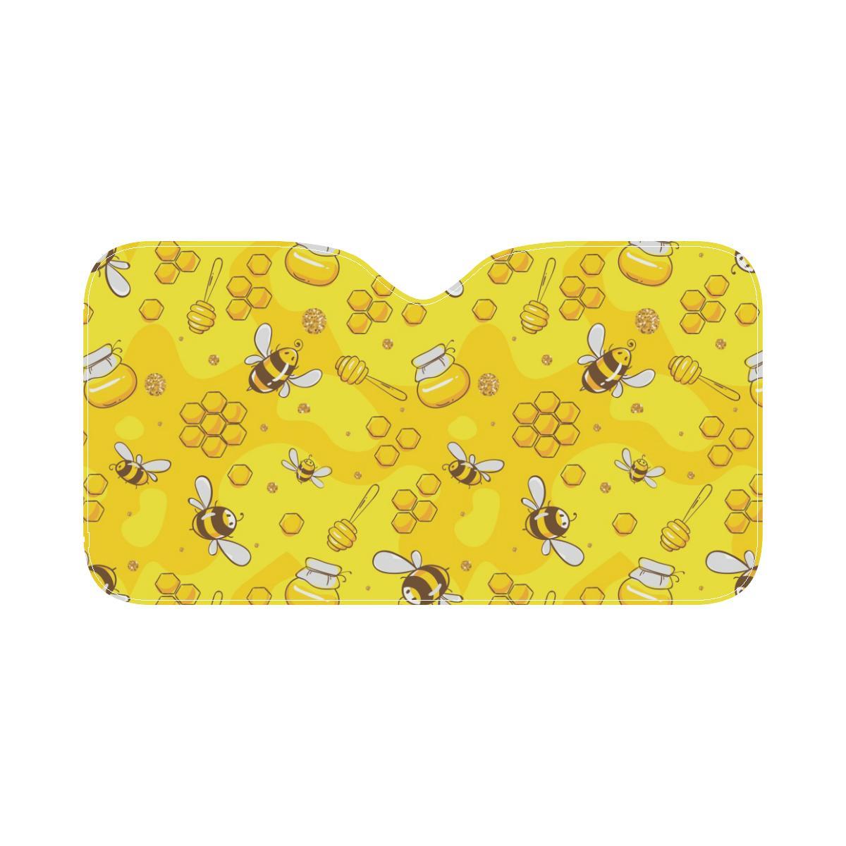 Bee Pattern Print Design BEE01 Car Sun Shade-JorJune