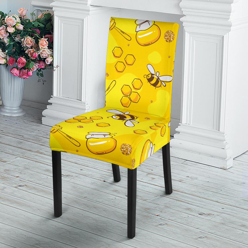 Bee Pattern Print Design BEE01 Dining Chair Slipcover-JORJUNE.COM