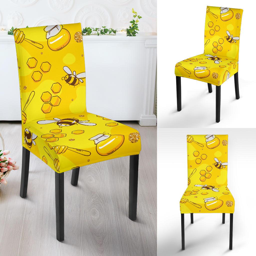 Bee Pattern Print Design BEE01 Dining Chair Slipcover-JORJUNE.COM