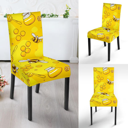 Bee Pattern Print Design BEE01 Dining Chair Slipcover-JORJUNE.COM
