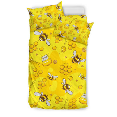 Bee Pattern Print Design BEE01 Duvet Cover Bedding Set-JORJUNE.COM