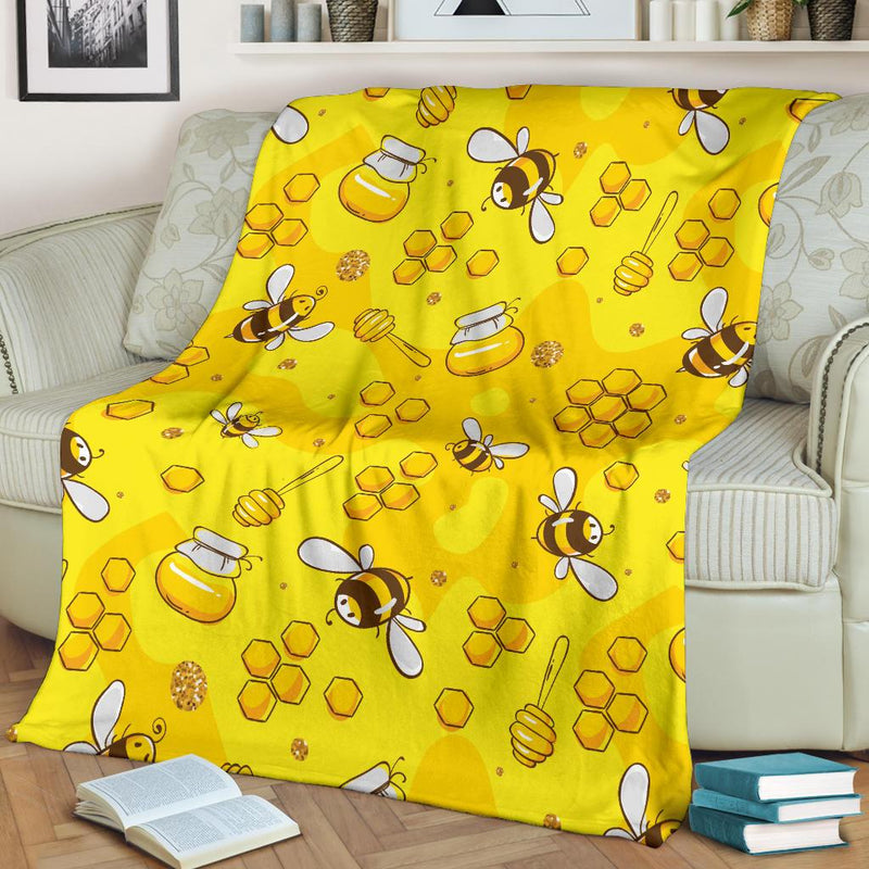 Bee Pattern Print Design BEE01 Fleece Blankete