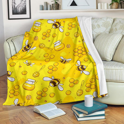 Bee Pattern Print Design BEE01 Fleece Blankete