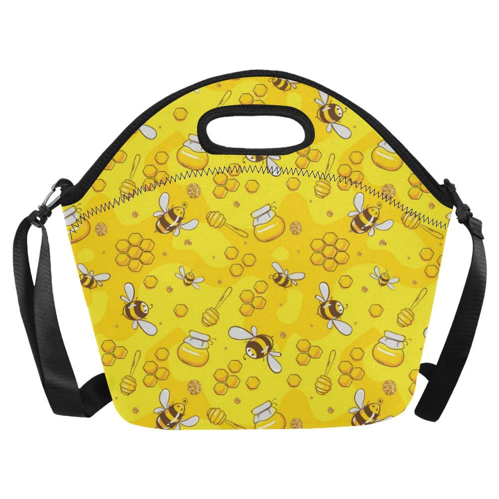 Bee Pattern Print Design BEE01 Neoprene Lunch Bag-JorJune