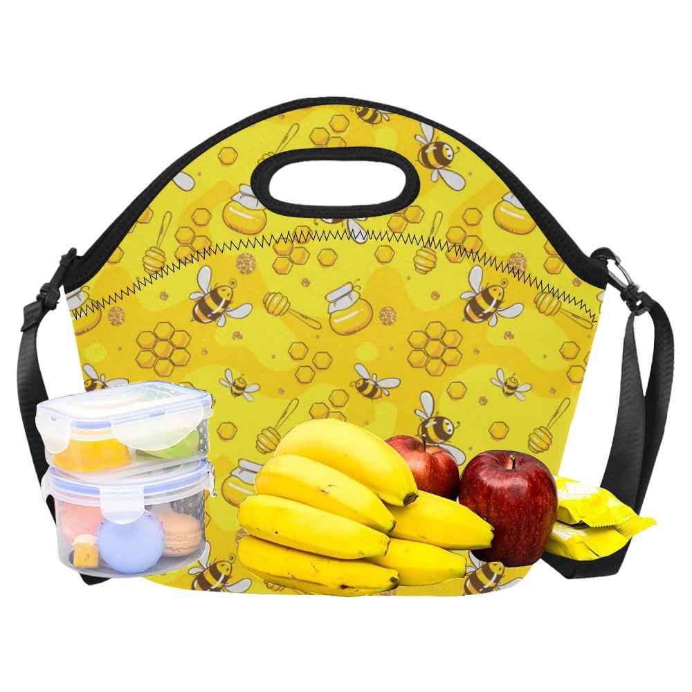 Bee Pattern Print Design BEE01 Neoprene Lunch Bag-JorJune