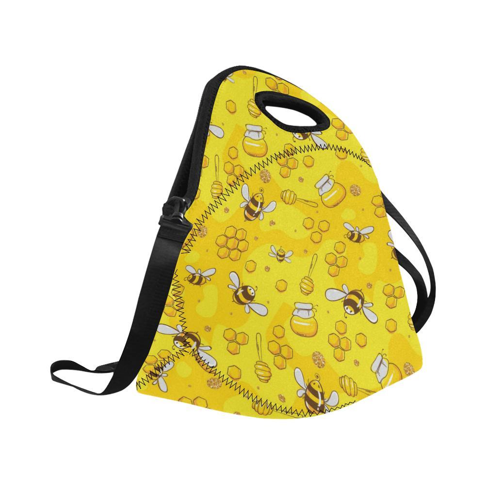 Bee Pattern Print Design BEE01 Neoprene Lunch Bag-JorJune