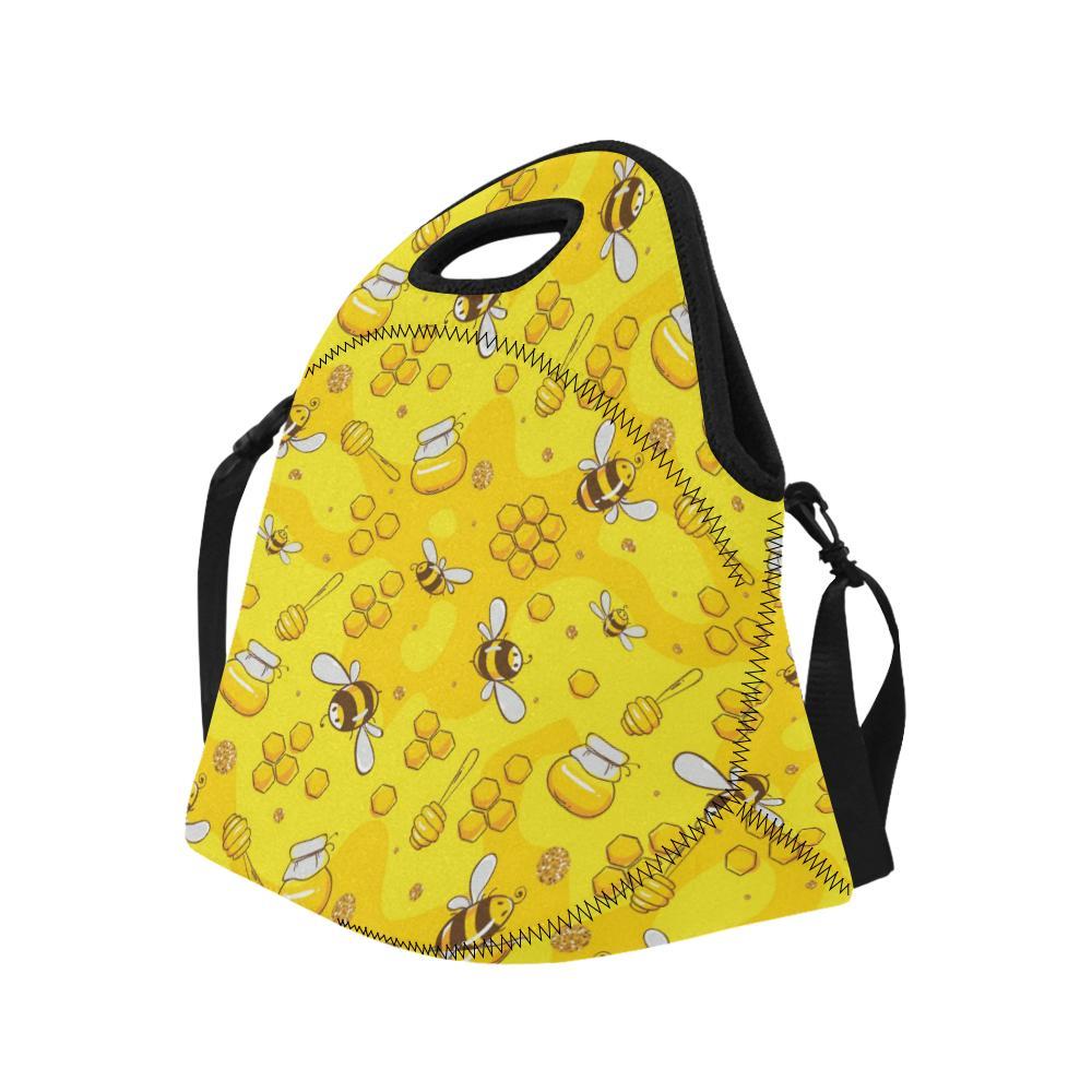 Bee Pattern Print Design BEE01 Neoprene Lunch Bag-JorJune
