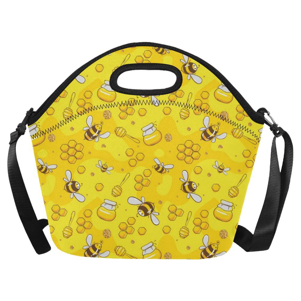Bee Pattern Print Design BEE01 Neoprene Lunch Bag-JorJune