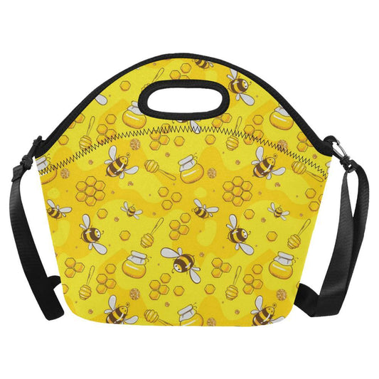 Bee Pattern Print Design BEE01 Neoprene Lunch Bag-JorJune