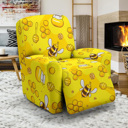 Bee Pattern Print Design BEE01 Recliner Slipcover-JORJUNE.COM
