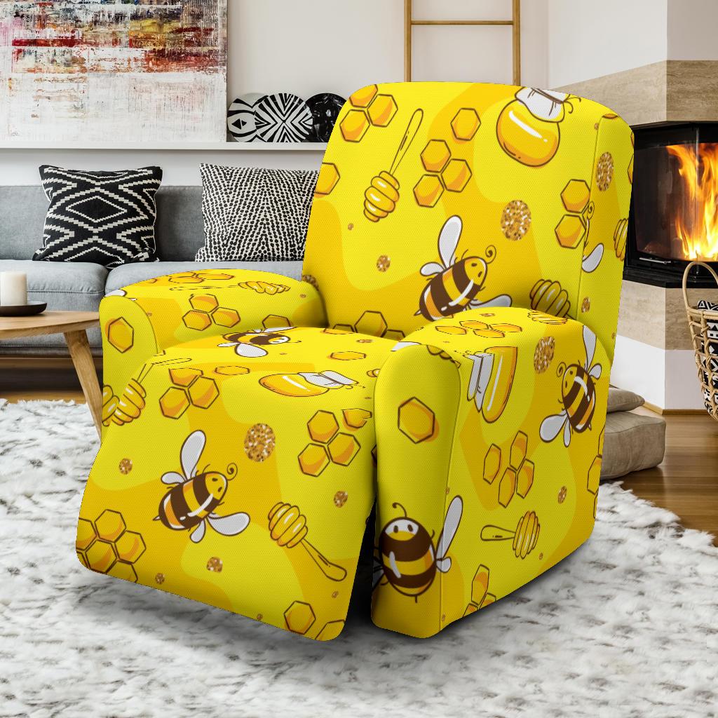 Bee Pattern Print Design BEE01 Recliner Slipcover-JORJUNE.COM