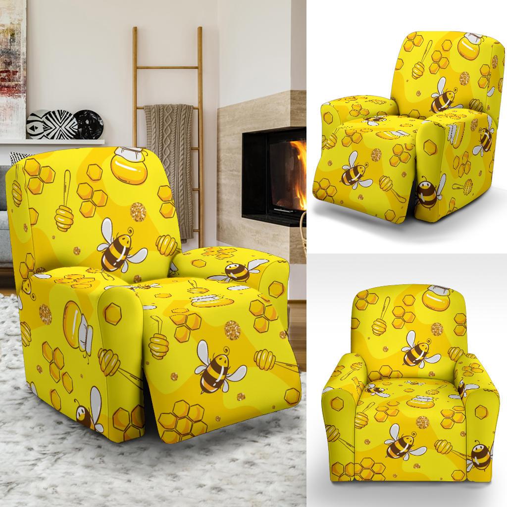Bee Pattern Print Design BEE01 Recliner Slipcover-JORJUNE.COM