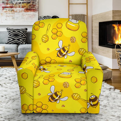 Bee Pattern Print Design BEE01 Recliner Slipcover-JORJUNE.COM