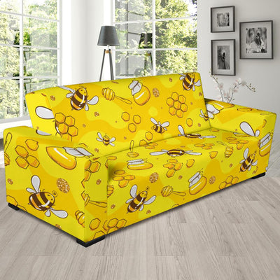 Bee Pattern Print Design BEE01 Sofa Slipcover-JORJUNE.COM