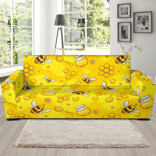 Bee Pattern Print Design BEE01 Sofa Slipcover-JORJUNE.COM