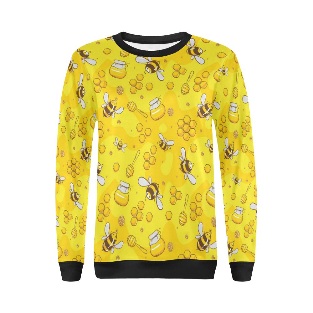 Bee Pattern Print Design BEE01 Women Long Sleeve Sweatshirt-JorJune