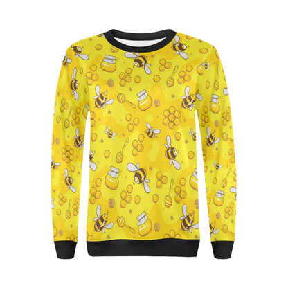 Bee Pattern Print Design BEE01 Women Long Sleeve Sweatshirt-JorJune