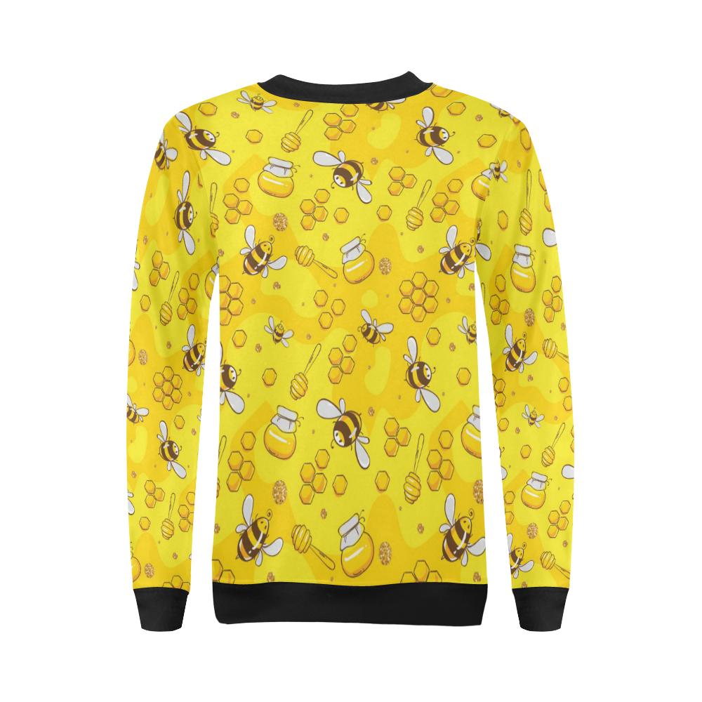 Bee Pattern Print Design BEE01 Women Long Sleeve Sweatshirt-JorJune