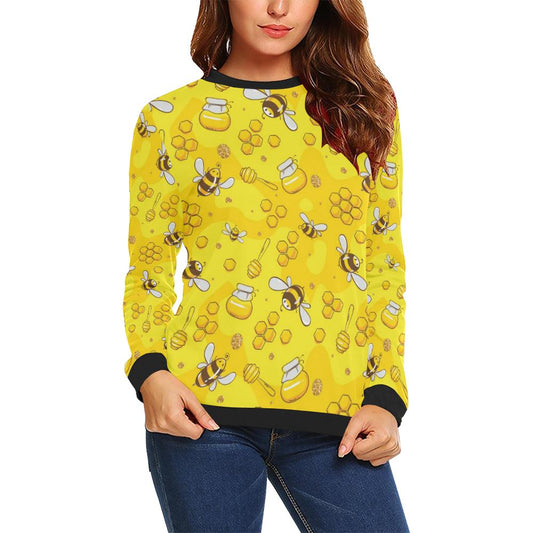 Bee Pattern Print Design BEE01 Women Long Sleeve Sweatshirt-JorJune