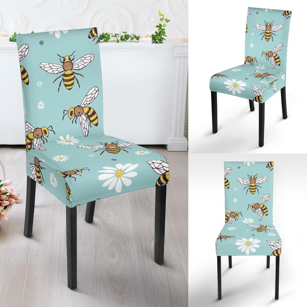 Bee Pattern Print Design BEE010 Dining Chair Slipcover-JORJUNE.COM
