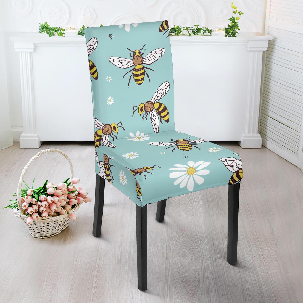 Bee Pattern Print Design BEE010 Dining Chair Slipcover-JORJUNE.COM
