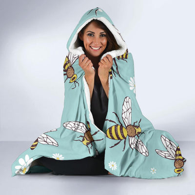 Bee Pattern Print Design BEE010 Hooded Blanket-JORJUNE.COM