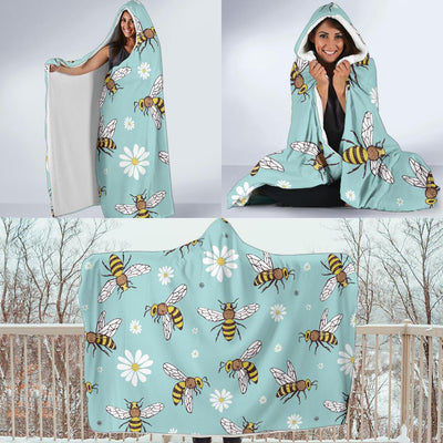 Bee Pattern Print Design BEE010 Hooded Blanket-JORJUNE.COM