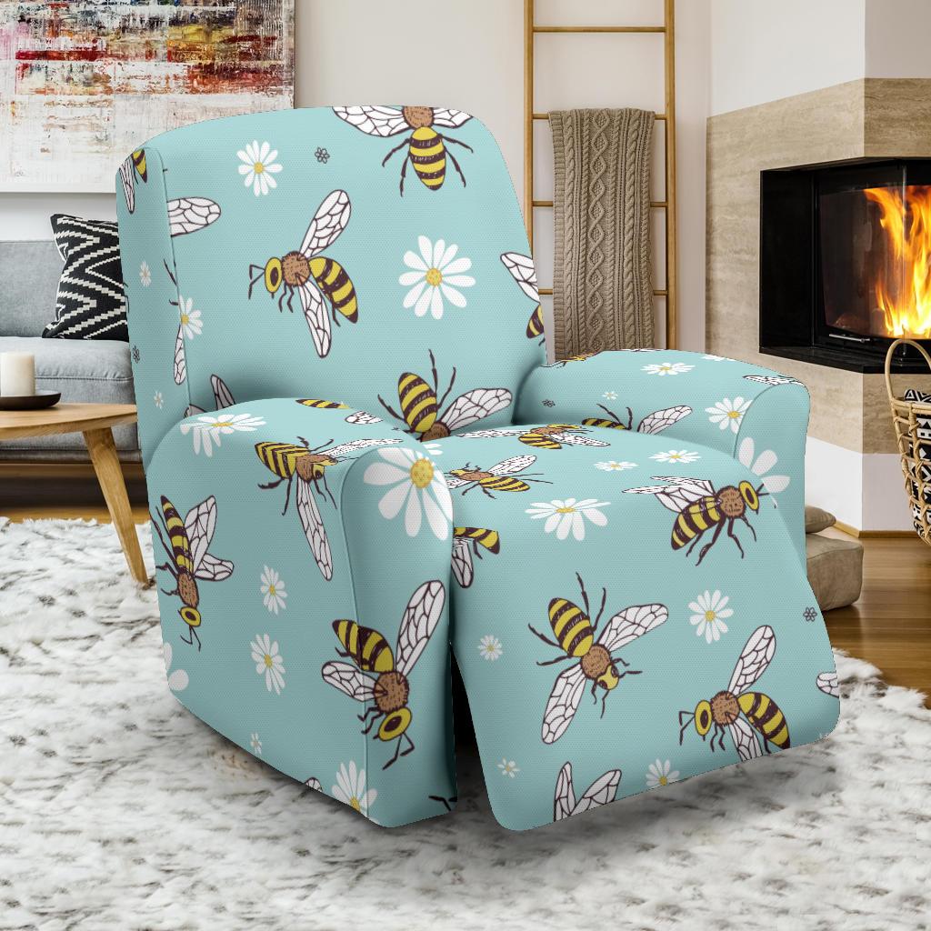 Bee Pattern Print Design BEE010 Recliner Slipcover-JORJUNE.COM