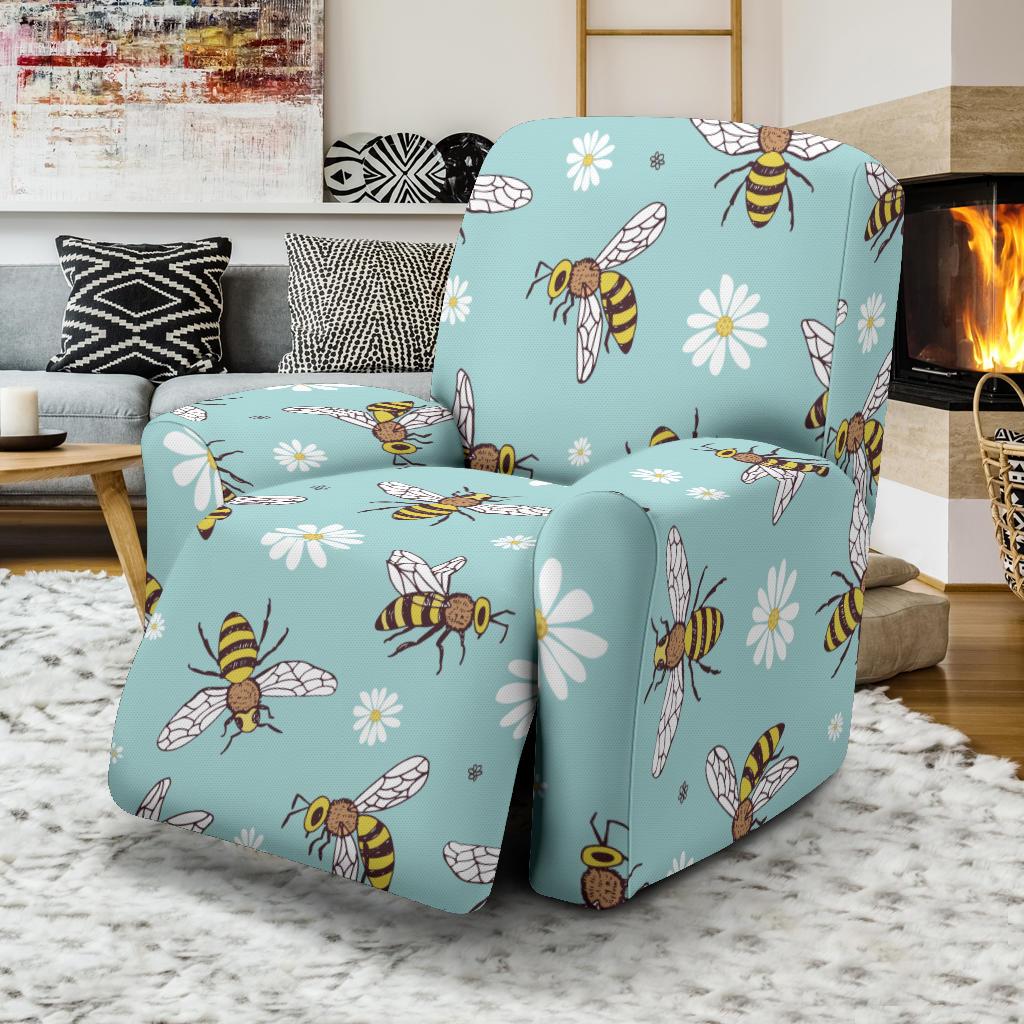 Bee Pattern Print Design BEE010 Recliner Slipcover-JORJUNE.COM