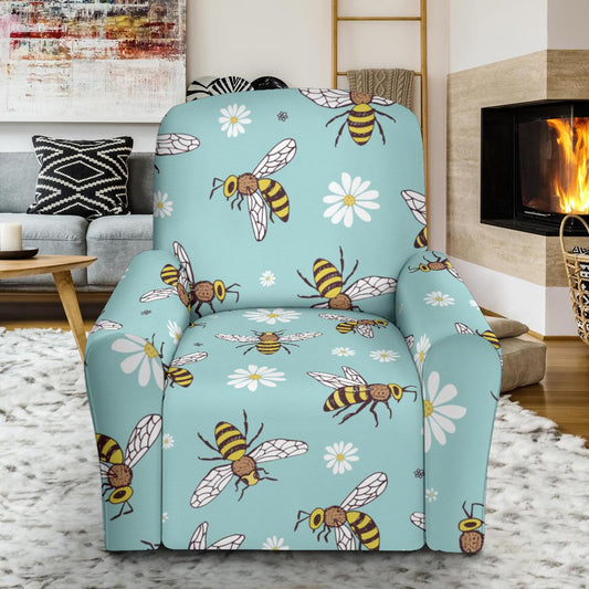 Bee Pattern Print Design BEE010 Recliner Slipcover-JORJUNE.COM