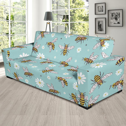 Bee Pattern Print Design BEE010 Sofa Slipcover-JORJUNE.COM