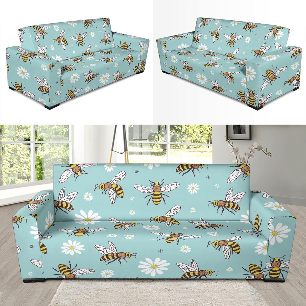 Bee Pattern Print Design BEE010 Sofa Slipcover-JORJUNE.COM