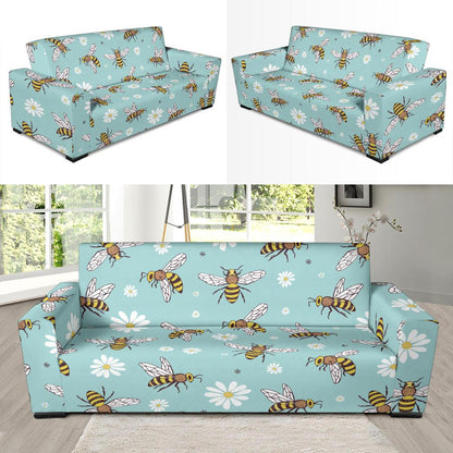 Bee Pattern Print Design BEE010 Sofa Slipcover-JORJUNE.COM