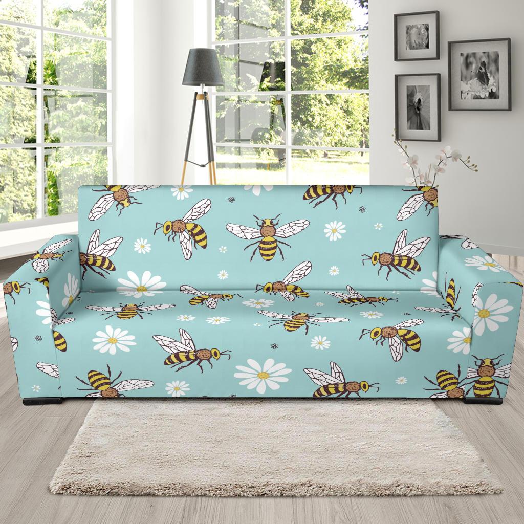 Bee Pattern Print Design BEE010 Sofa Slipcover-JORJUNE.COM