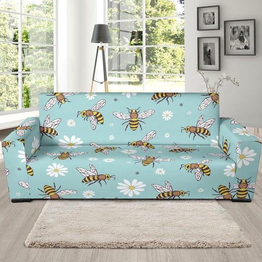 Bee Pattern Print Design BEE010 Sofa Slipcover-JORJUNE.COM