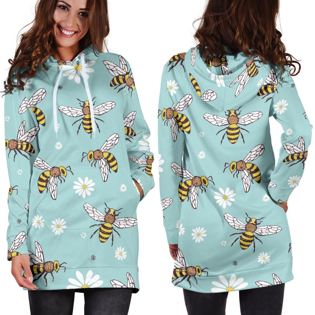 Bee Pattern Print Design BEE010 Women Hoodie Dress