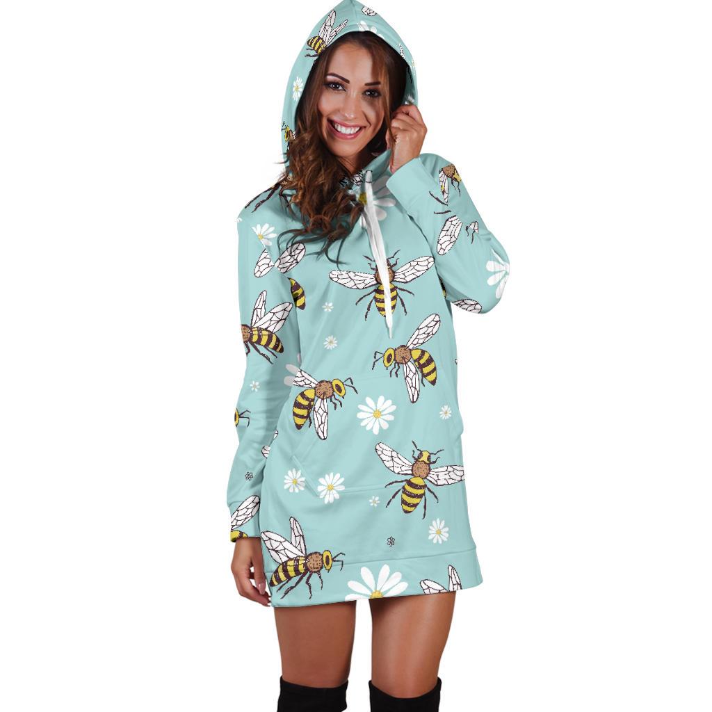 Bee Pattern Print Design BEE010 Women Hoodie Dress