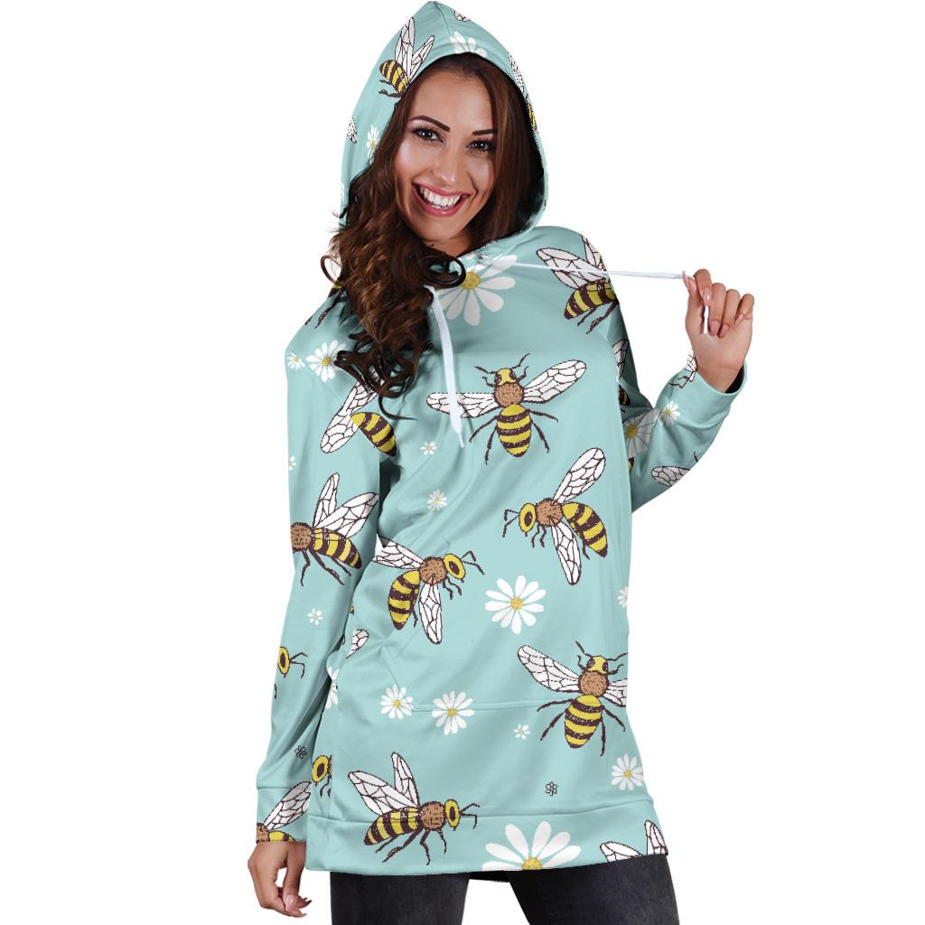 Bee Pattern Print Design BEE010 Women Hoodie Dress