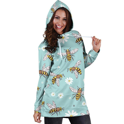 Bee Pattern Print Design BEE010 Women Hoodie Dress