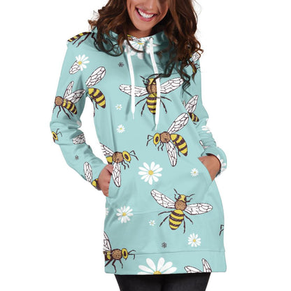 Bee Pattern Print Design BEE010 Women Hoodie Dress