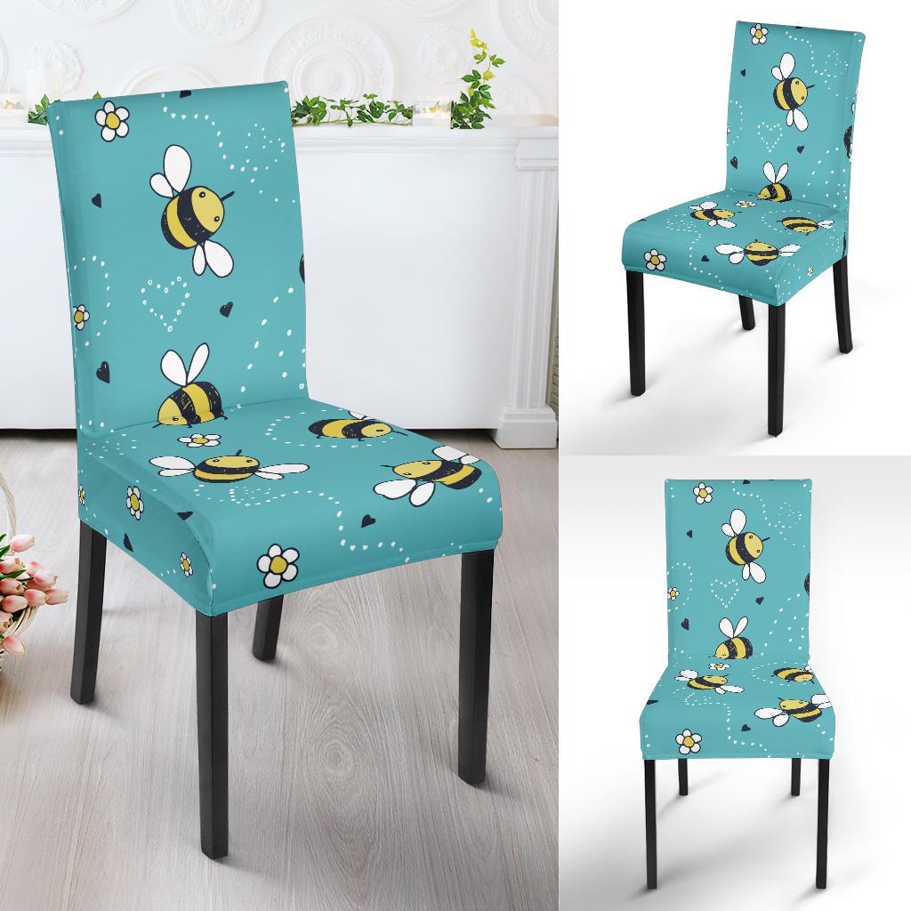 Bee Pattern Print Design BEE02 Dining Chair Slipcover-JORJUNE.COM